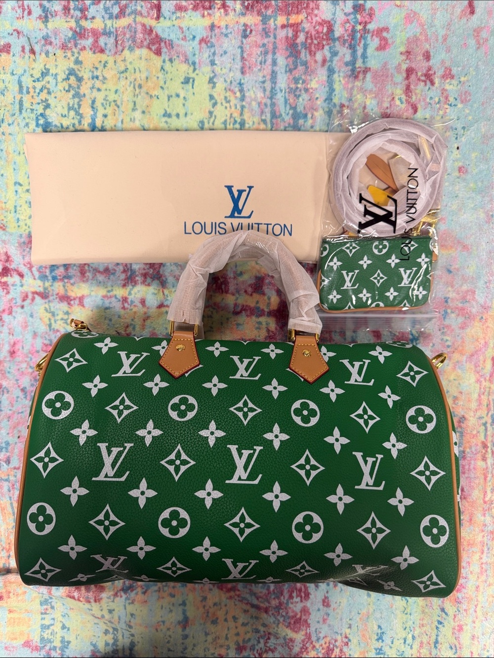 Green Monogram Speedy Bandoulière Tote